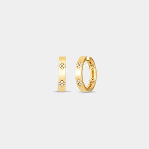 Love in Verona Large Diamond Flower Hoop Earrings in Yellow Gold