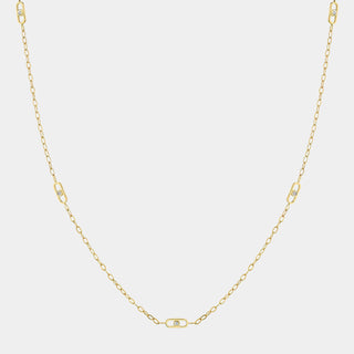 Streamlined Diamond Station Necklace in 14K Yellow Gold