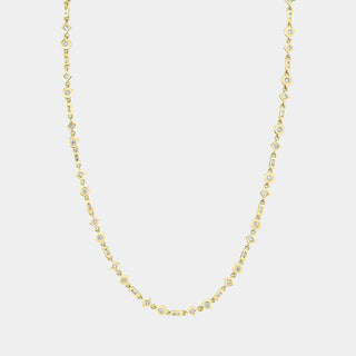 Mixed Shape Bezel Diamond Tennis Necklace in 14K Yellow Gold