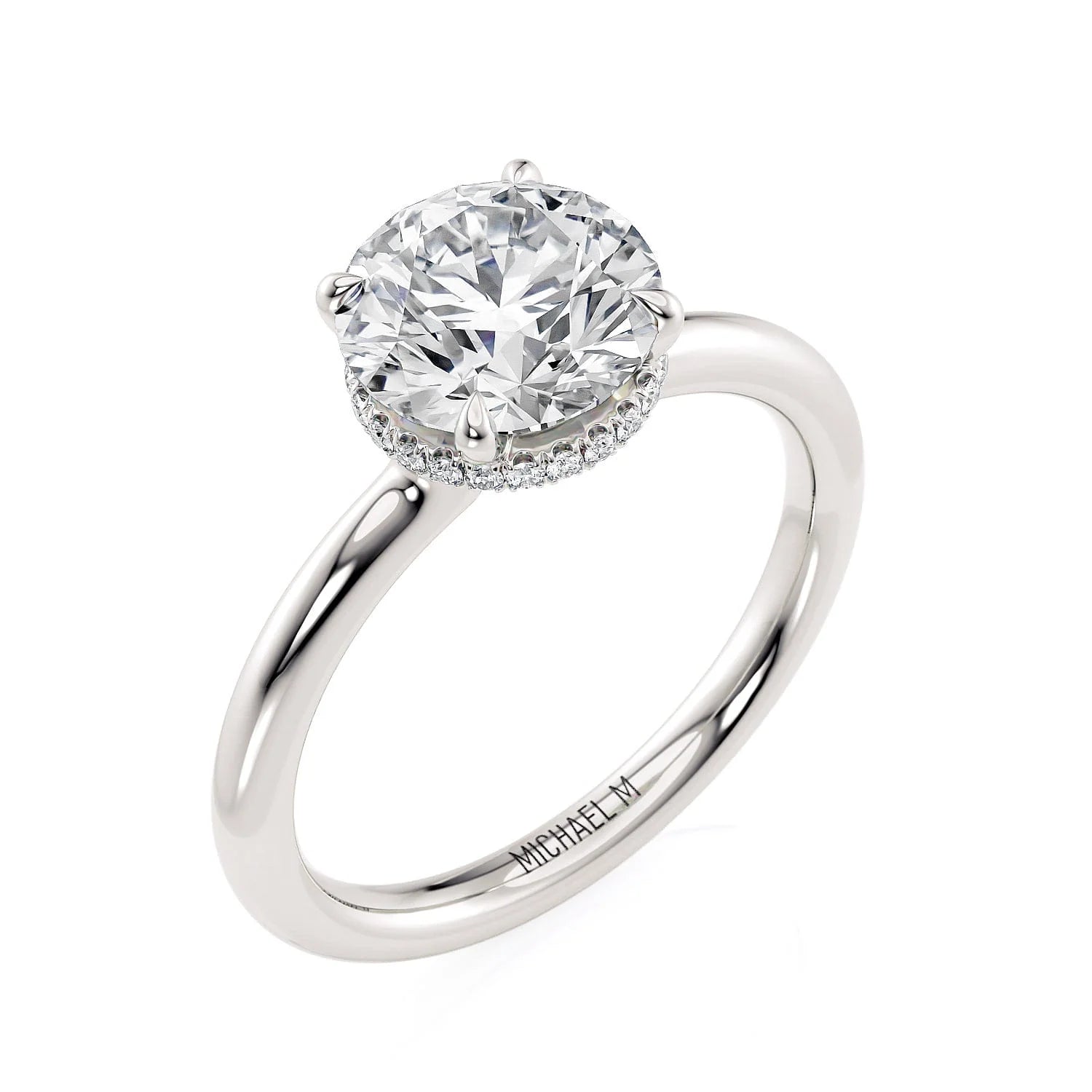 Round Solitaire 18k White Gold Engagement Ring - R750