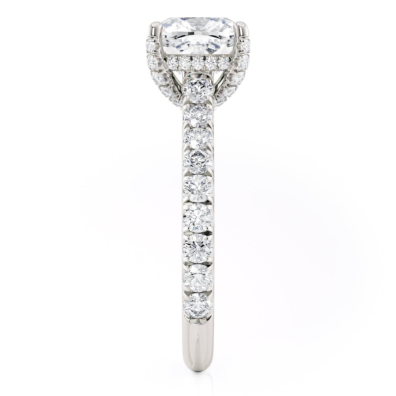 Cushion Pavé Platinum Engagement Ring - R780