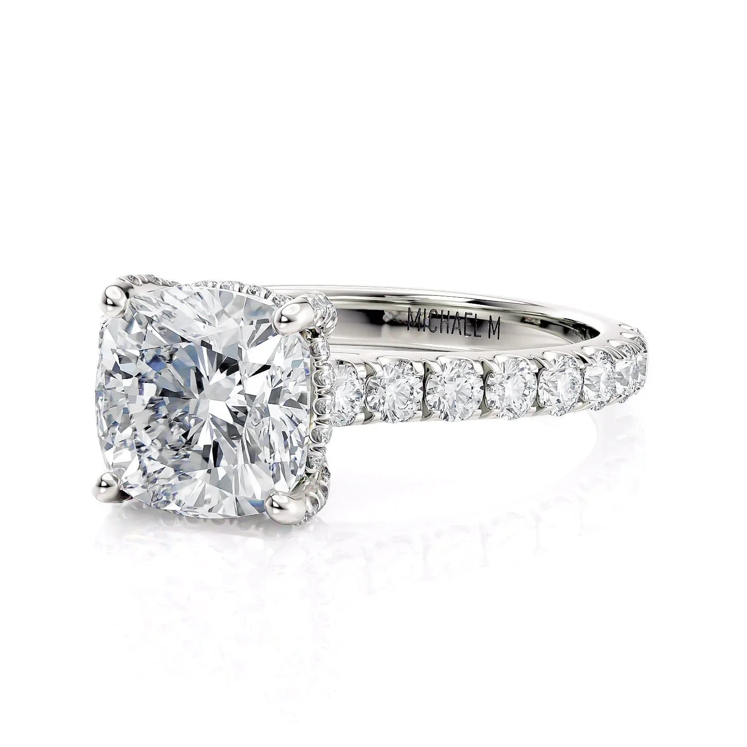 Cushion Pavé 18k White Gold Engagement Ring - R780