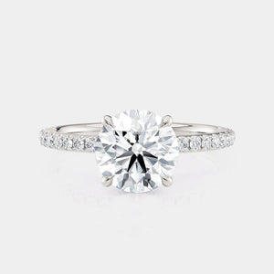 Round Pavé 18k Platinum Engagement Ring - R804