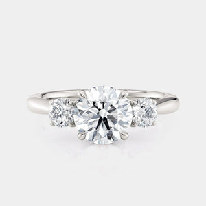 Round Three-stone Platinum Engagement Ring - R805
