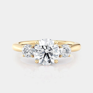 Round Three-stone 18k Yellow Gold Engagement Ring - R805