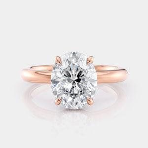 Oval Solitaire 18k Rose Gold Engagement Ring - R812