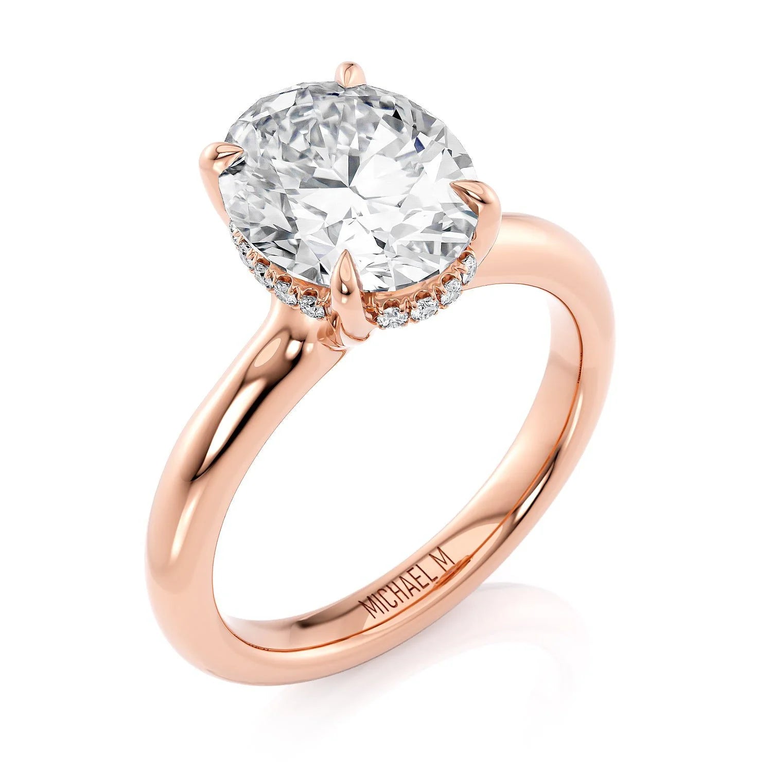Oval Solitaire 18k Rose Gold Engagement Ring - R812