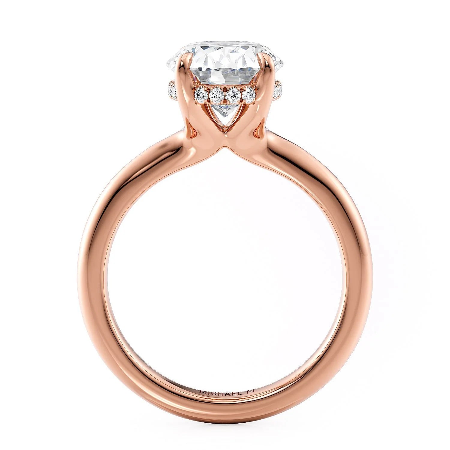 Oval Solitaire 18k Rose Gold Engagement Ring - R812