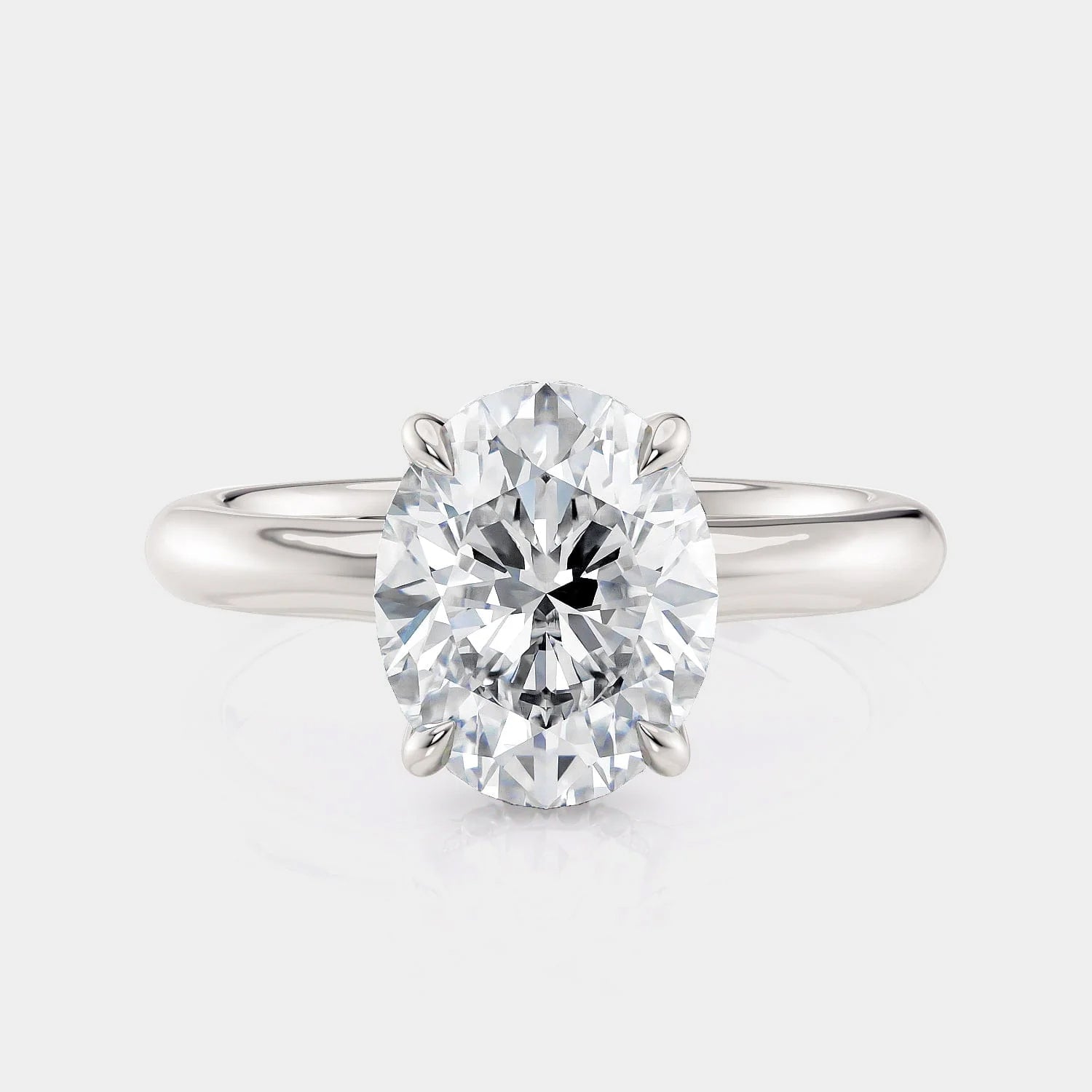 Oval Solitaire 18k White Gold Engagement Ring - R812
