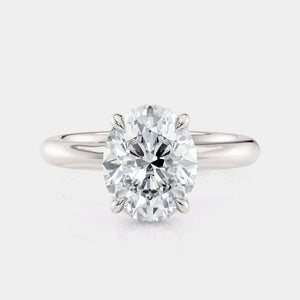 Oval Solitaire 18k White Gold Engagement Ring - R812