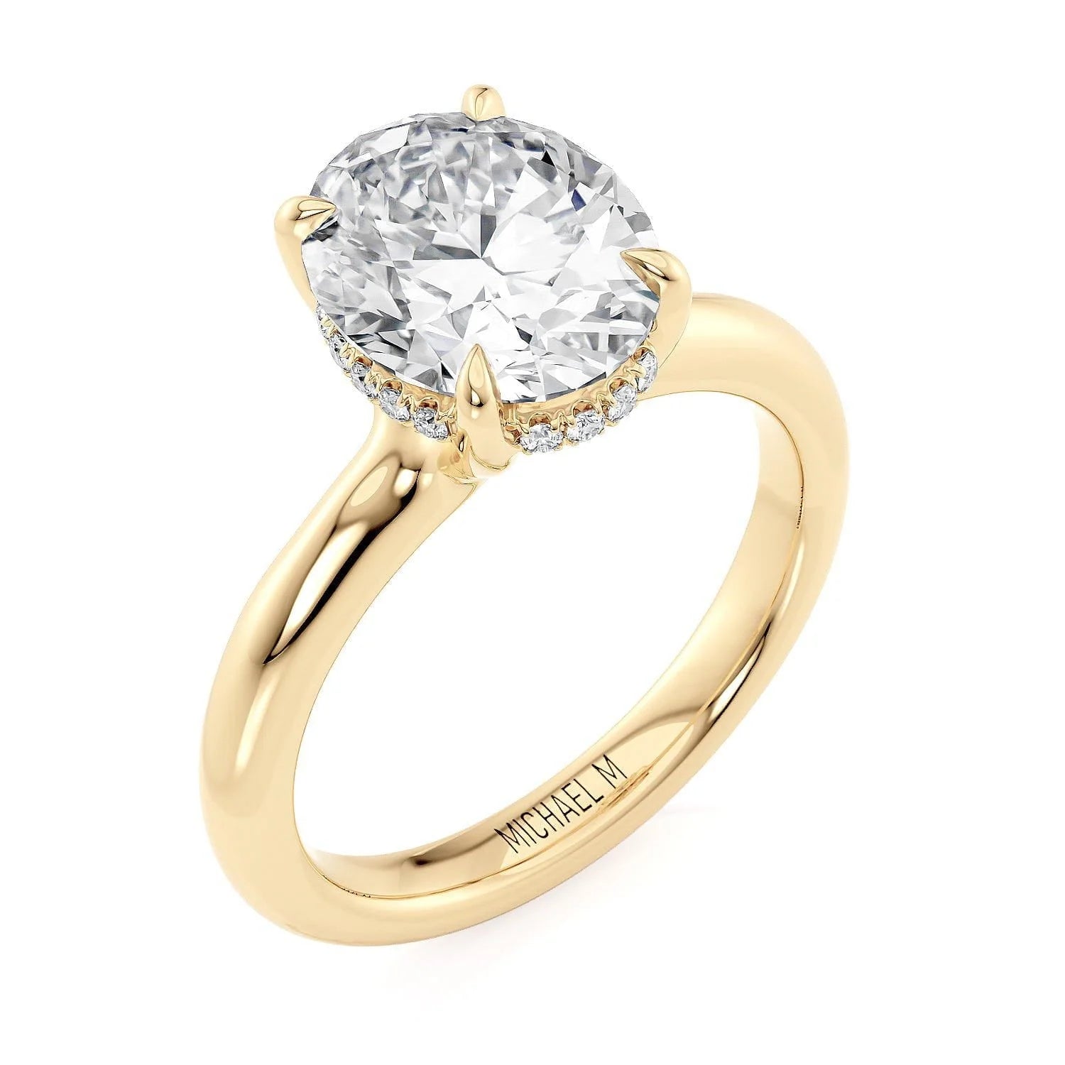 Oval Solitaire 18k Yellow Gold Engagement Ring - R812