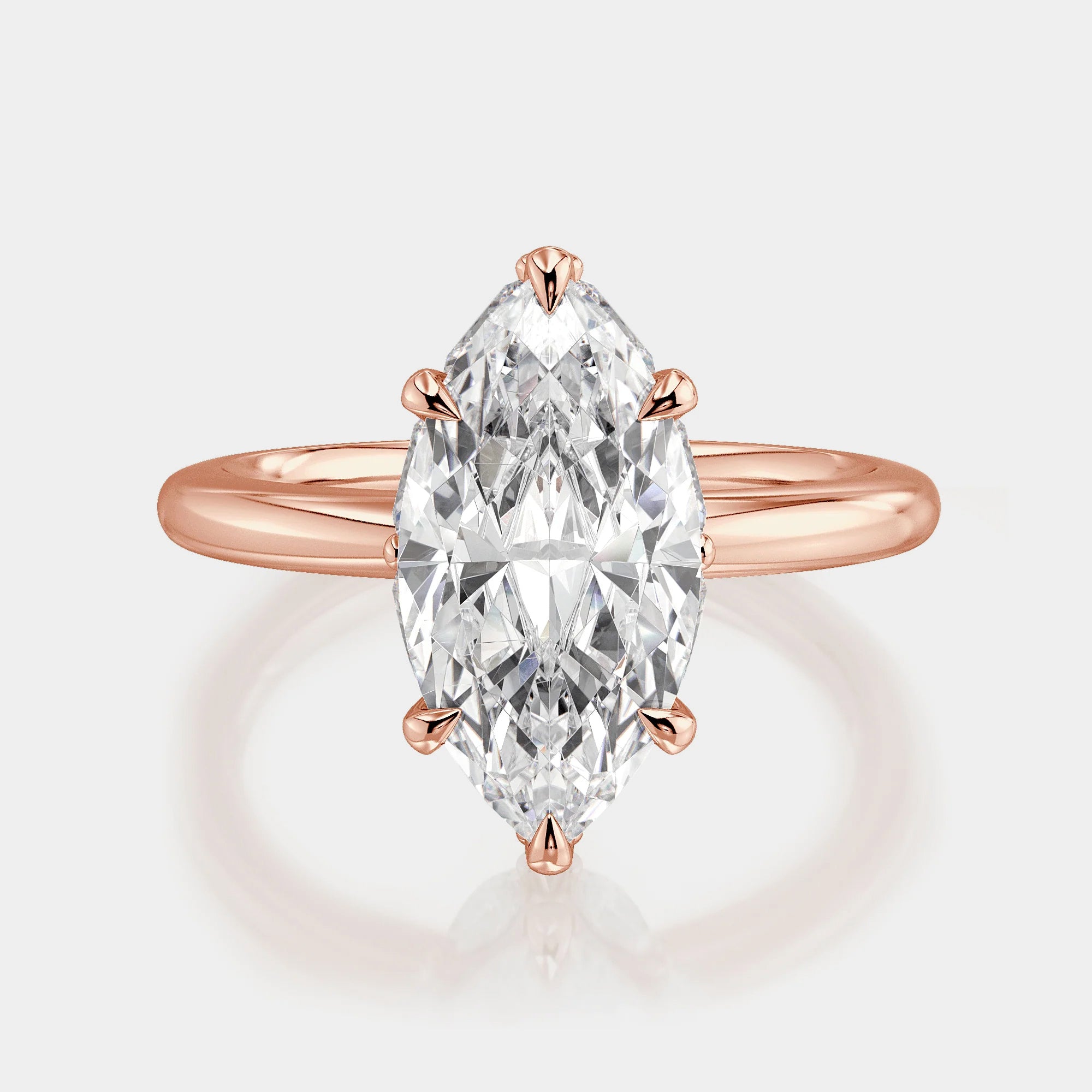 Marquise Solitaire 18k Rose Gold Engagement Ring - R832