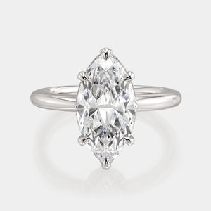 Marquise Solitaire 18k White Gold Engagement Ring - R832
