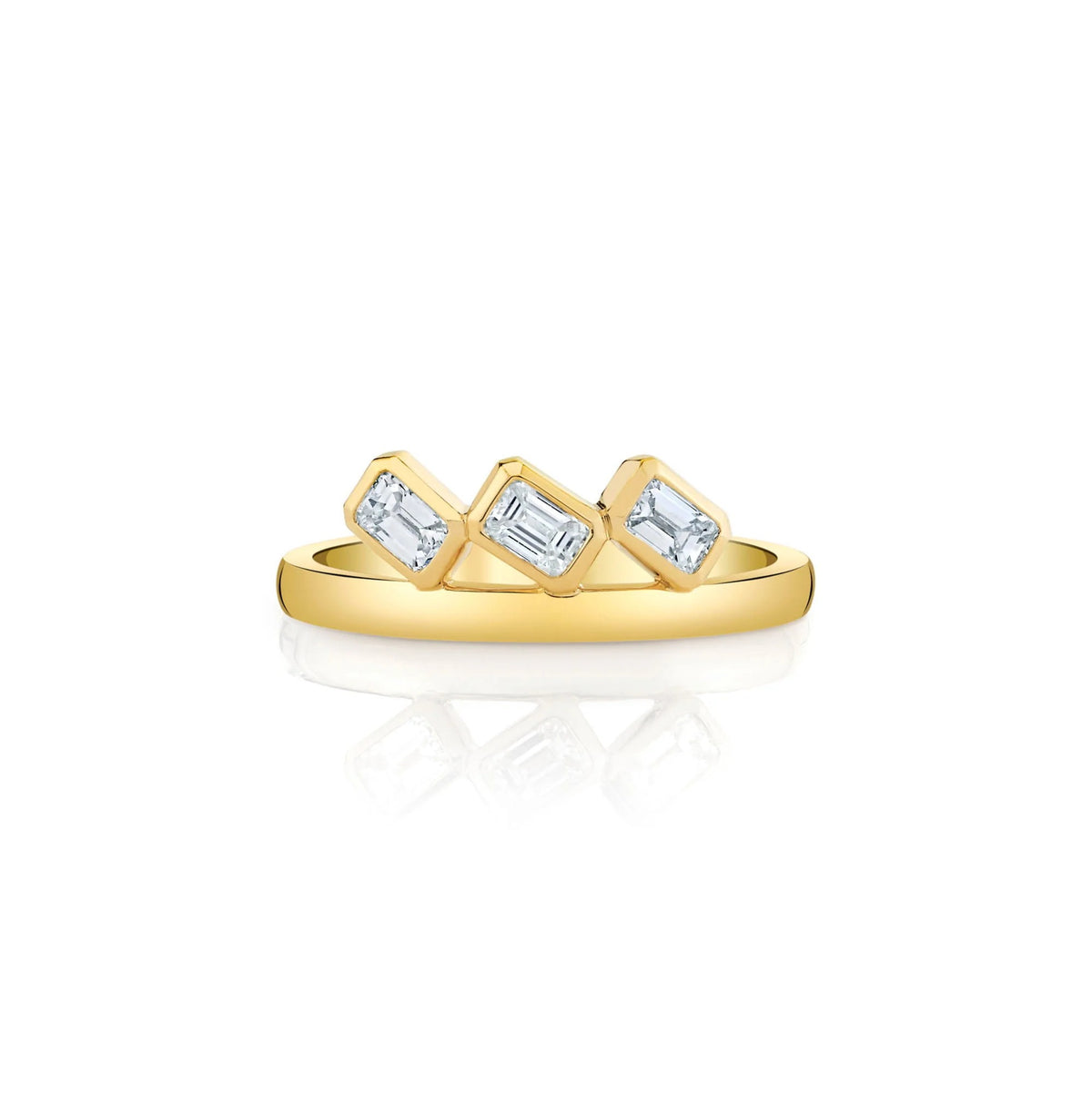 Mini Montage Floating Emerald Cut Diamond Ring in 18K Yellow Gold