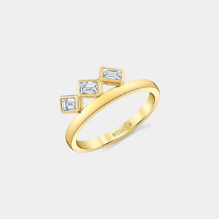 Mini Montage Floating Emerald Cut Diamond Ring in 18K Yellow Gold
