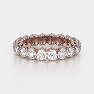 Round Diamond Lace Wedding Ring 18k Rose Gold - B328
