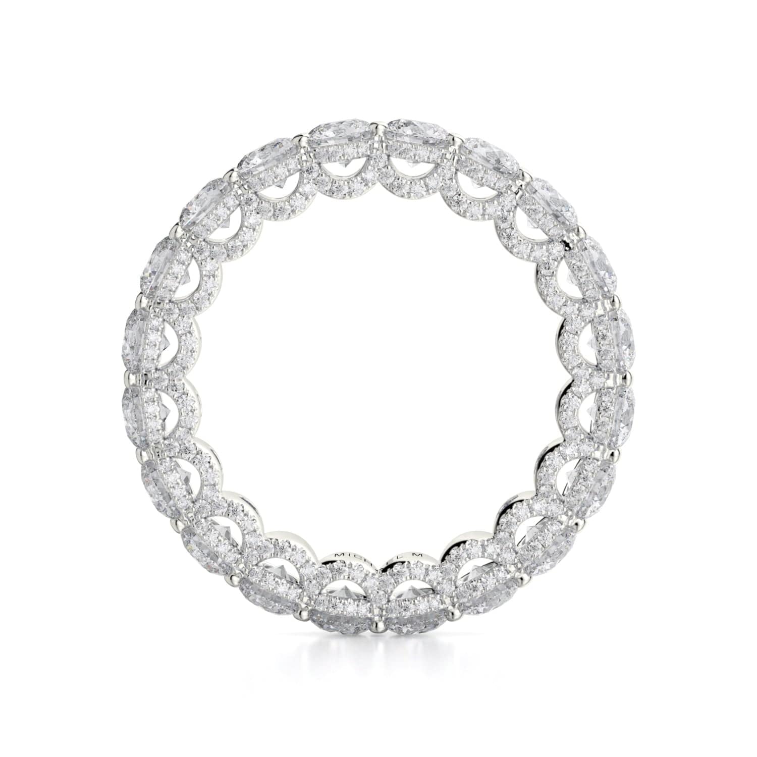 Round Diamond Lace Wedding Ring 18k White Gold - B328