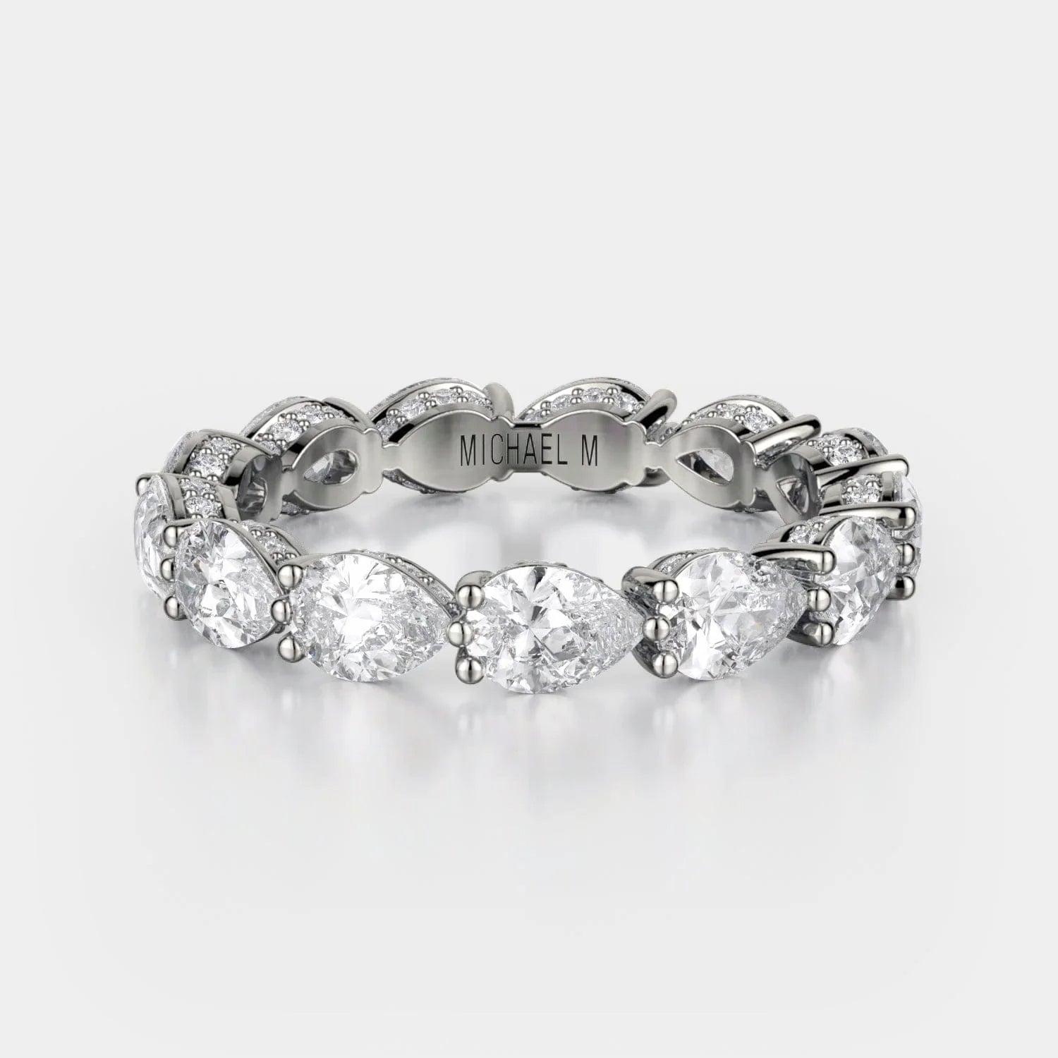 Pear Diamond Eternity Wedding Ring 18k White Gold - B329