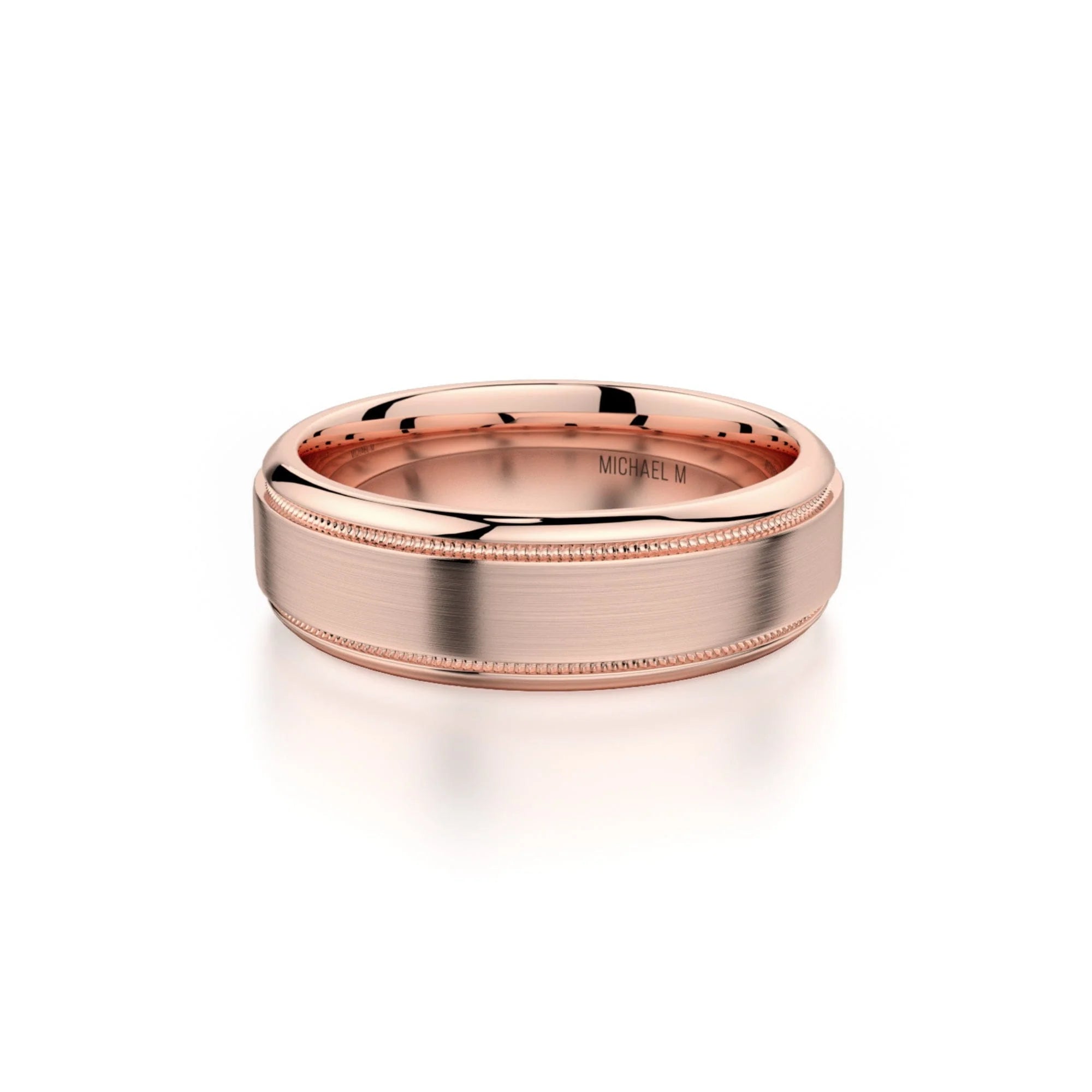 Brushed Milgrain Wedding Ring 14k Rose Gold - MB101