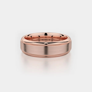 Brushed Milgrain Wedding Ring 14k Rose Gold - MB101