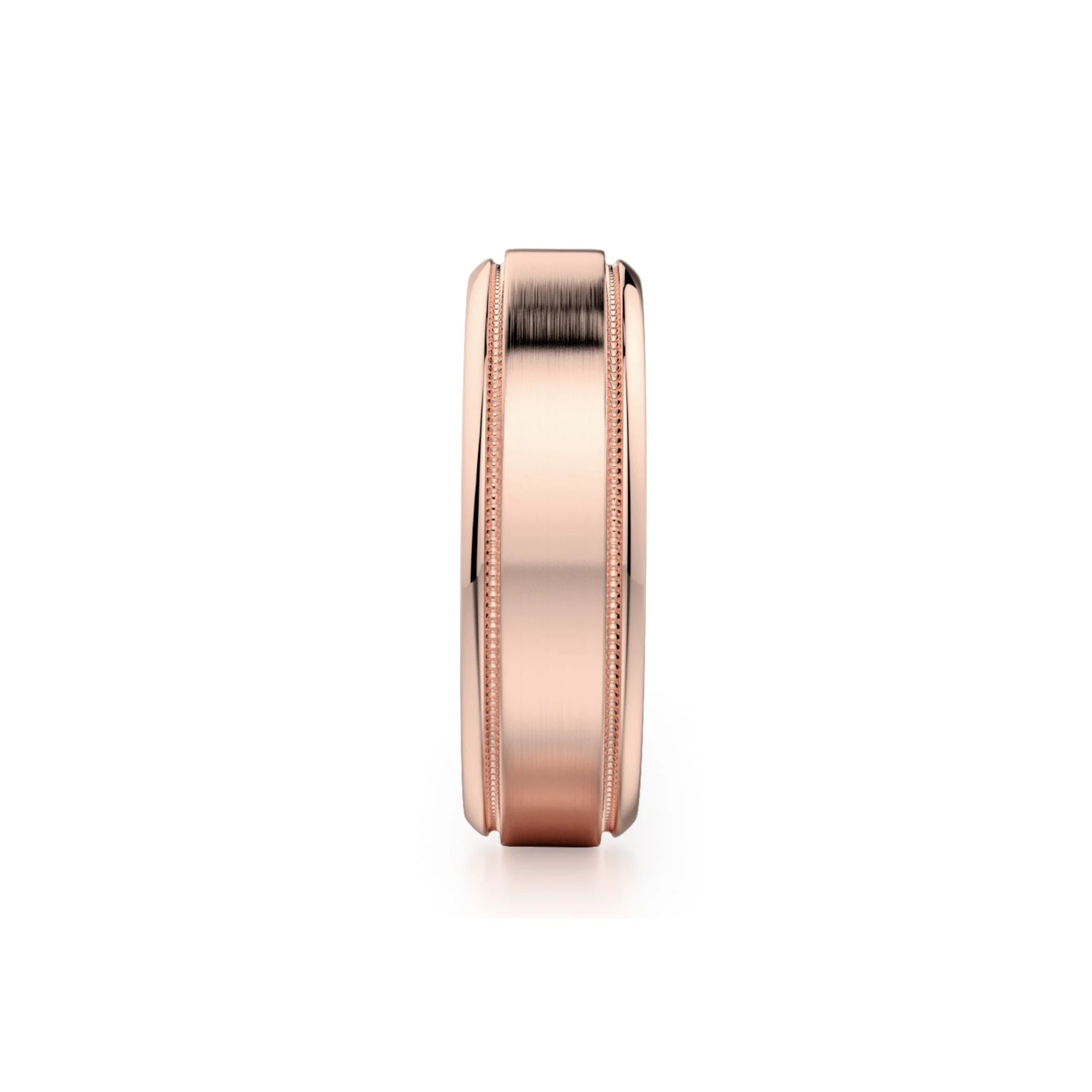 Brushed Milgrain Wedding Ring 14k Rose Gold - MB101