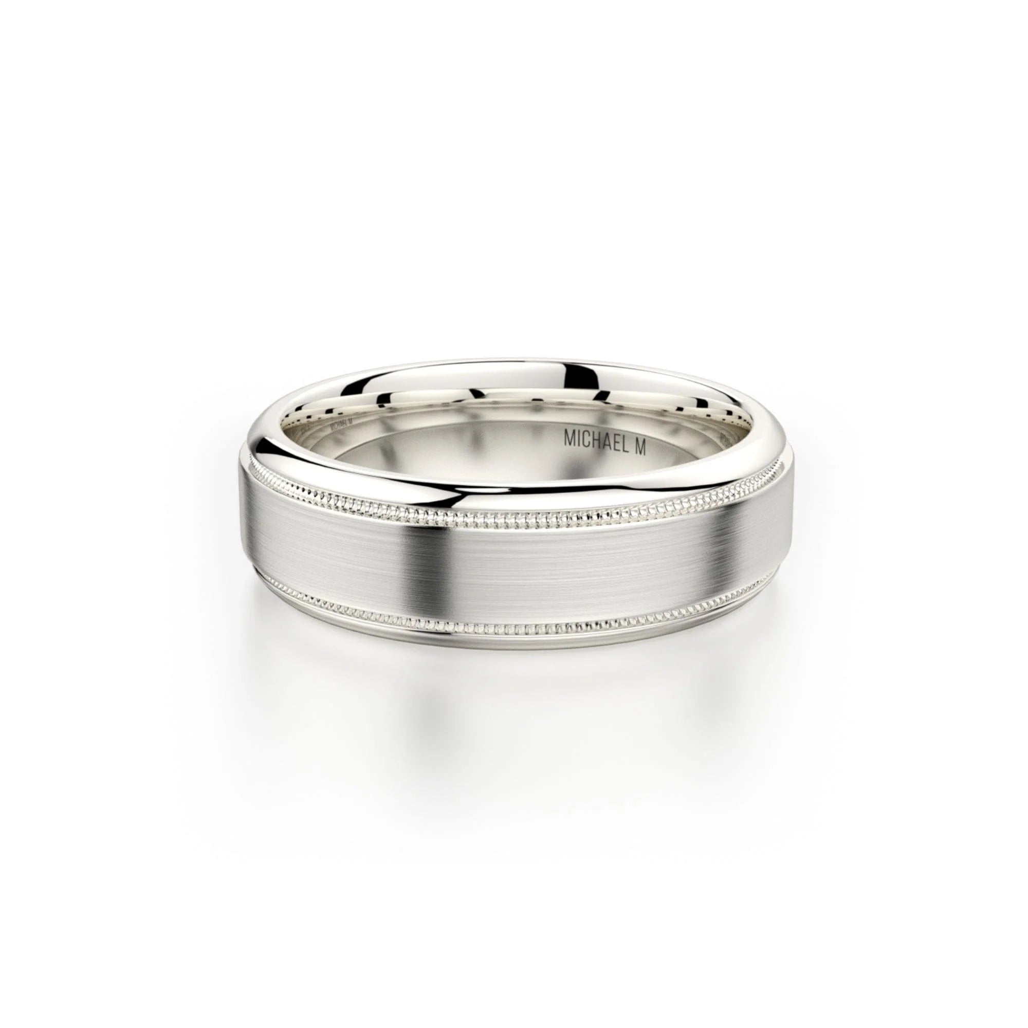 Brushed Milgrain Wedding Ring 14k White Gold - MB101