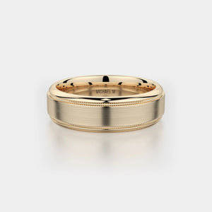 Brushed Milgrain Wedding Ring 18k Yellow Gold - MB101