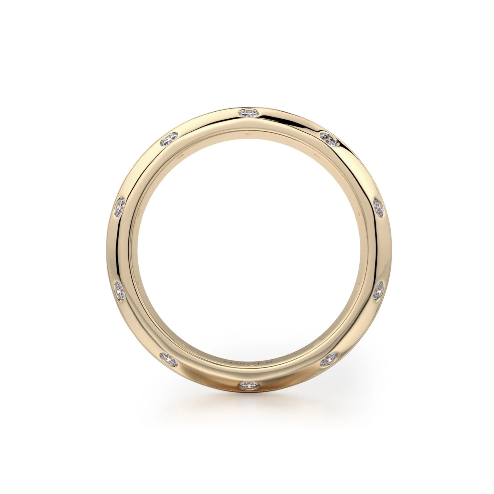 Brushed Diamond Accent Wedding Ring 14k Yellow Gold – MB105