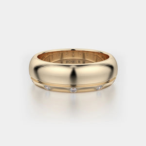 Brushed Diamond Accent Wedding Ring 18k Yellow Gold – MB105