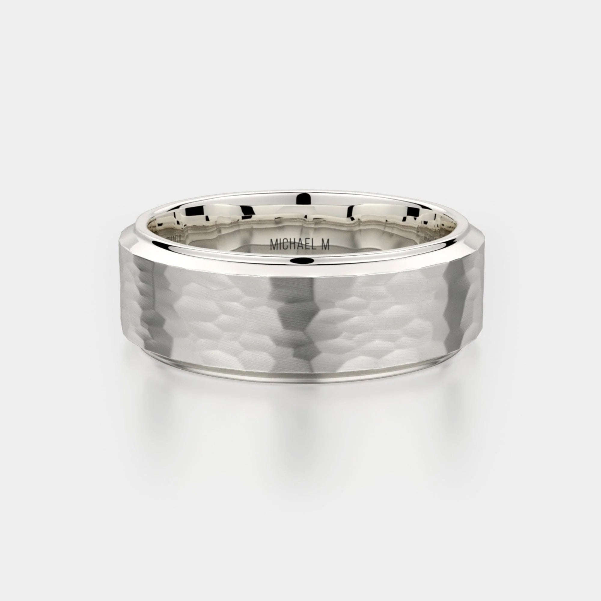 Hammered Wedding Ring 14k White Gold – MB114