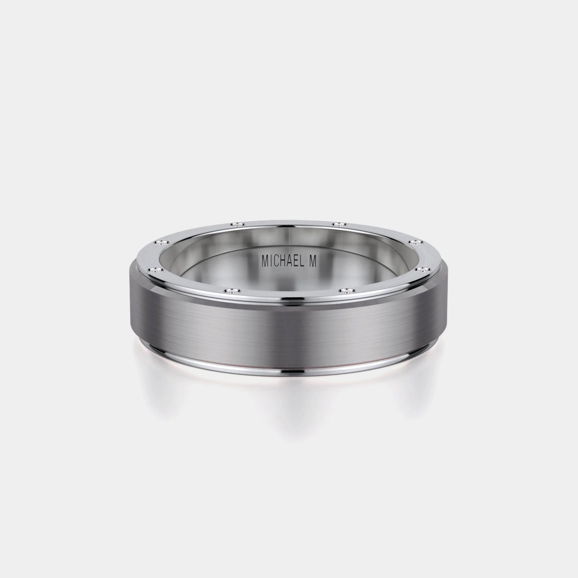 Diamond Accent Wedding Ring 14k White Gold Titanium – MB116