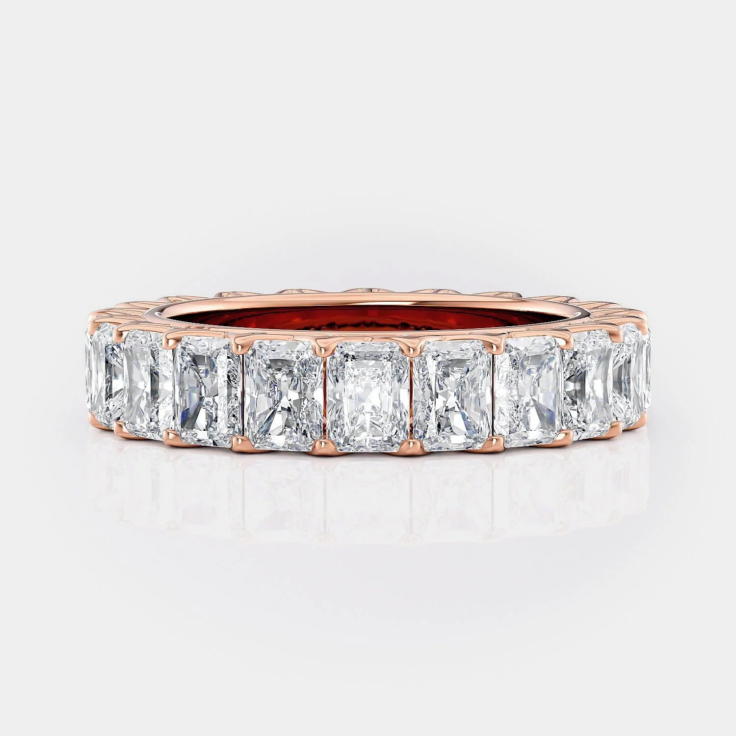 Radiant Eternity Wedding Ring 18k Rose Gold - B337