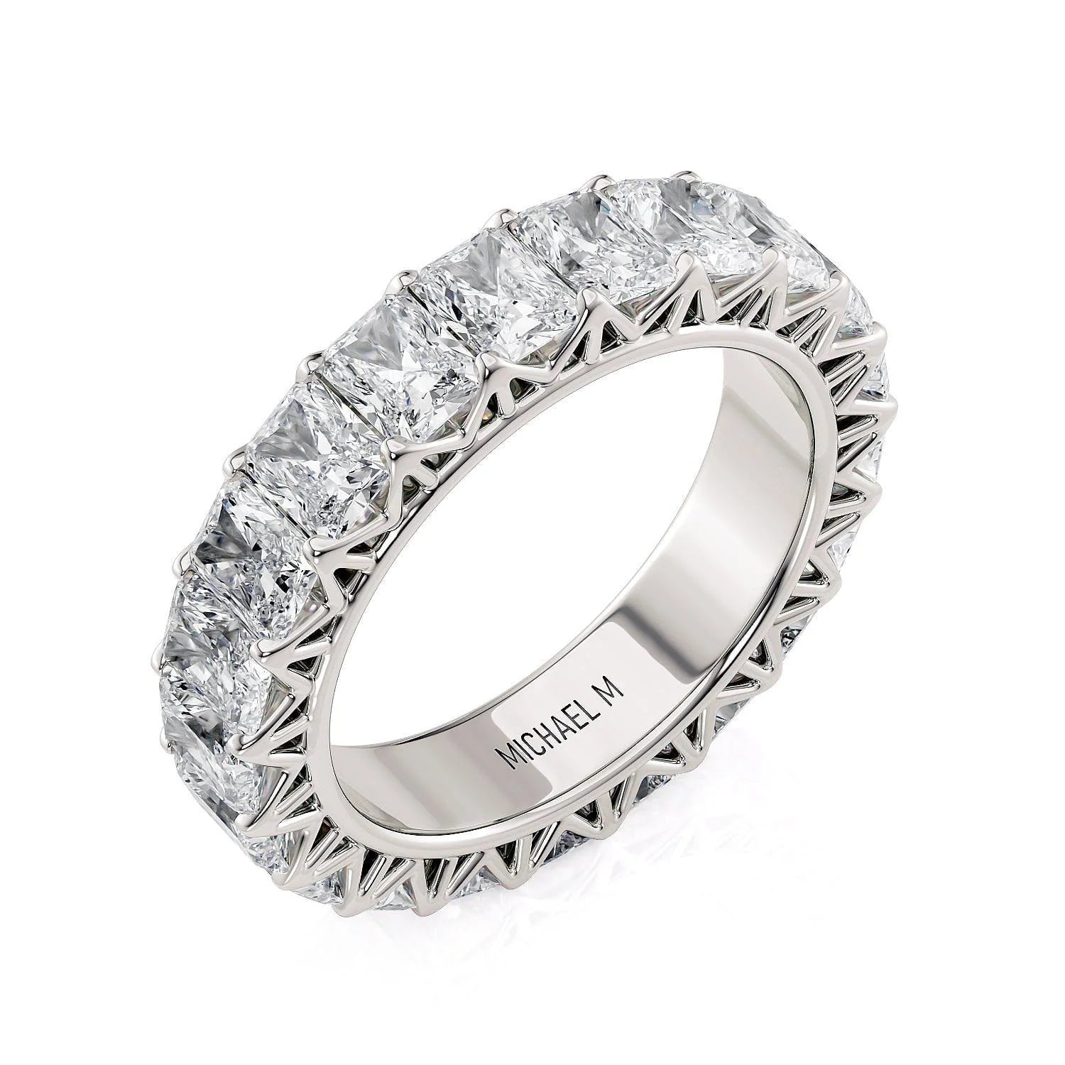 Radiant Eternity Wedding Ring 18k White Gold - B337