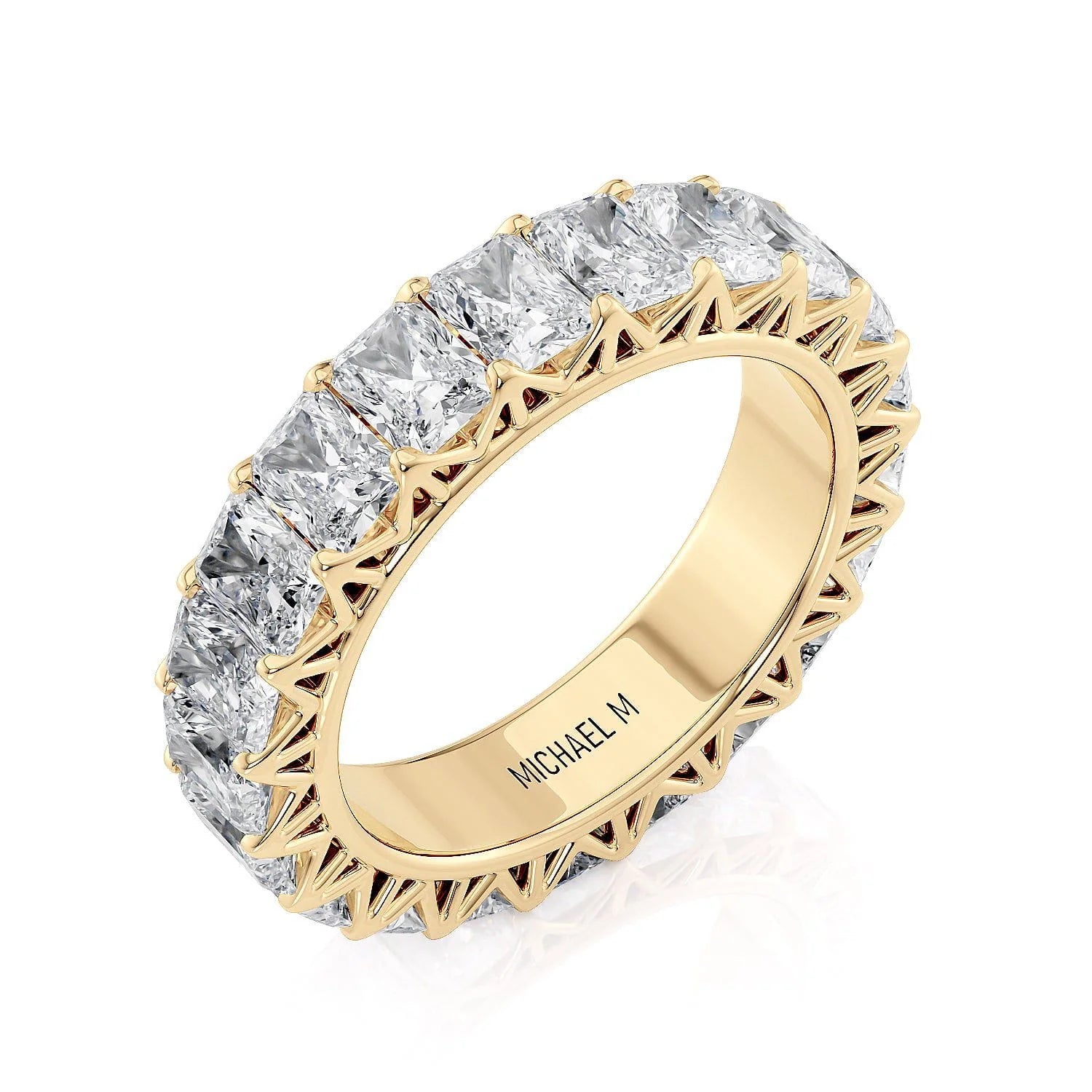 Radiant Eternity Wedding Ring 18k Yellow Gold - B337