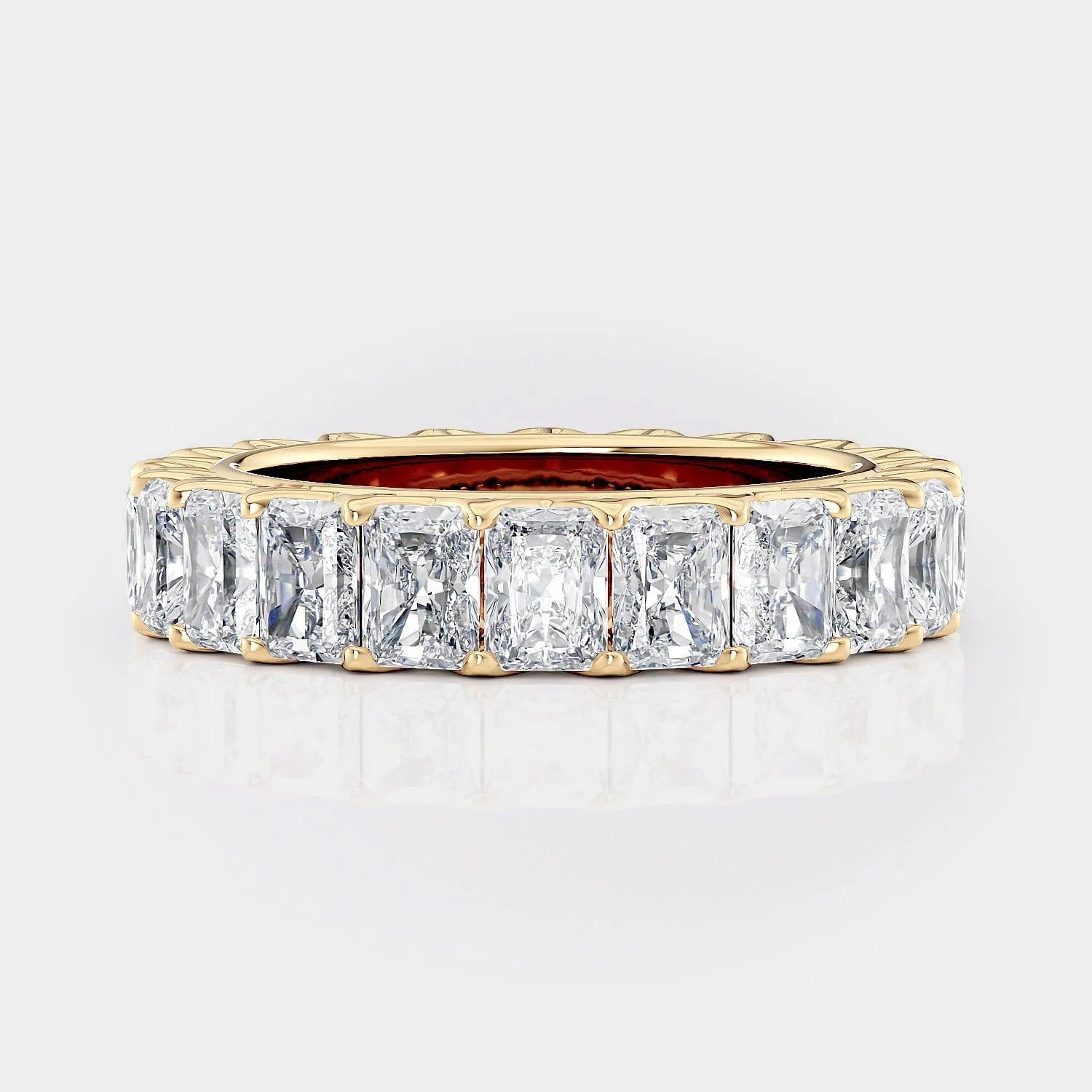 Radiant Eternity Wedding Ring 18k Yellow Gold - B337