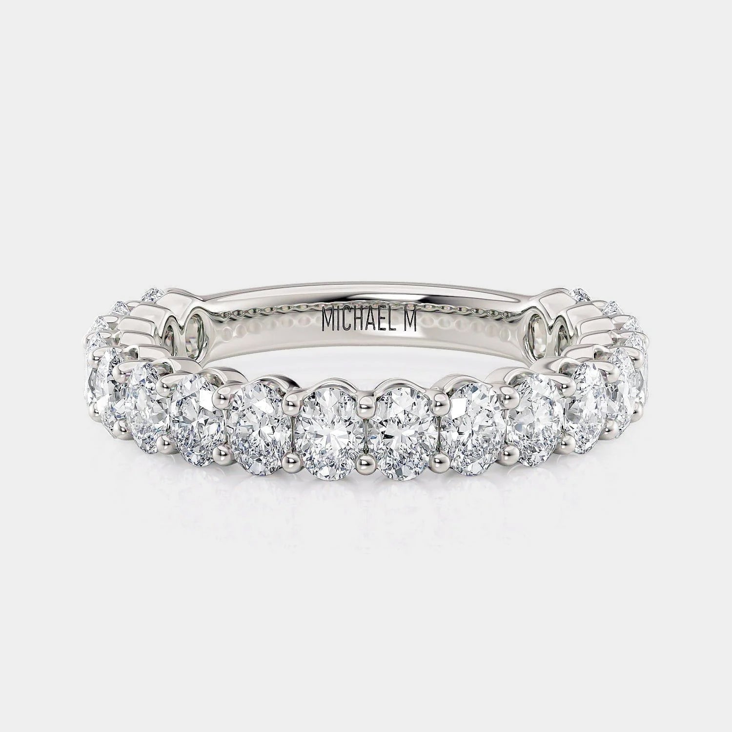 Oval Diamond Wedding Ring 18K White Gold - R795SB