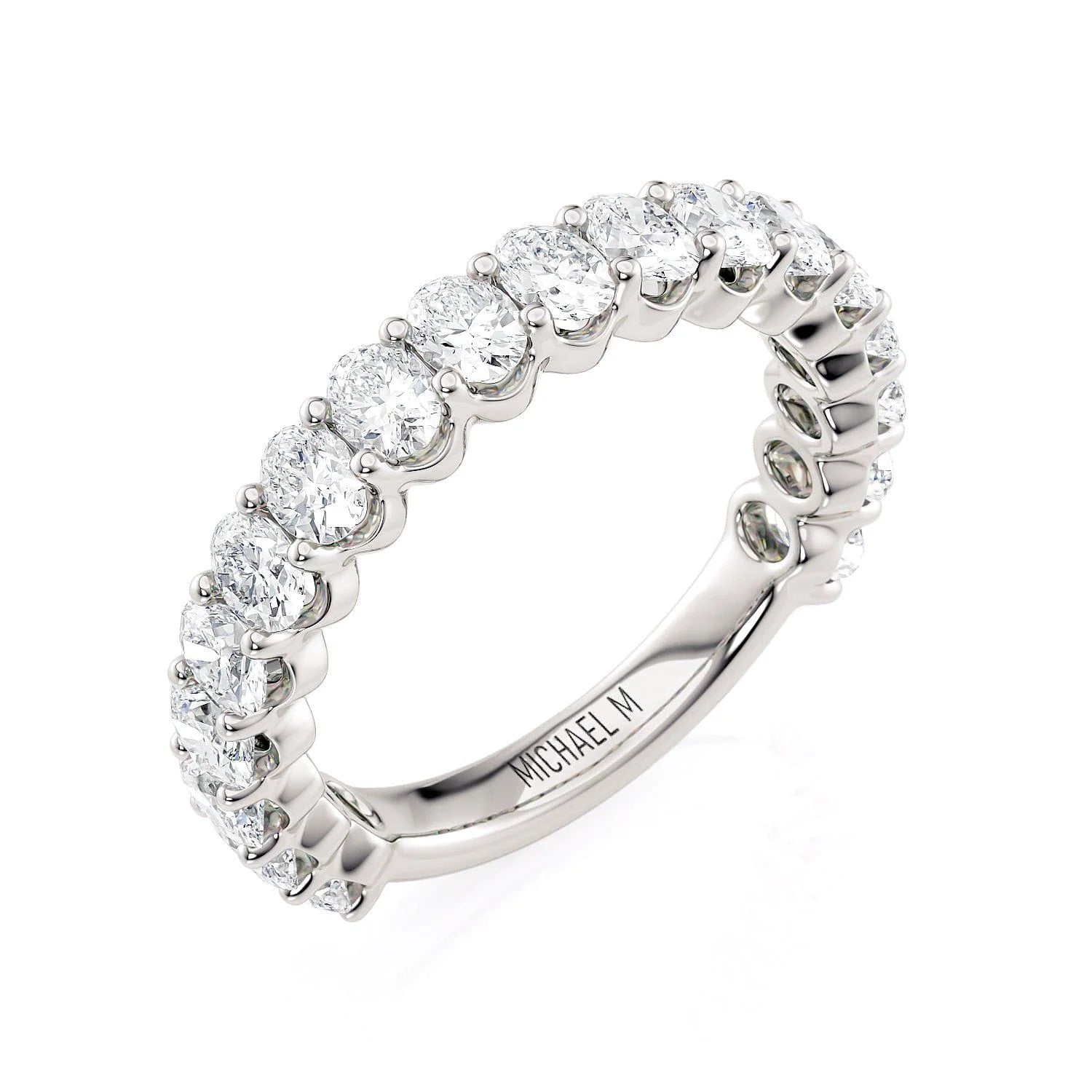 Oval Diamond Wedding Ring 18K White Gold - R795SB