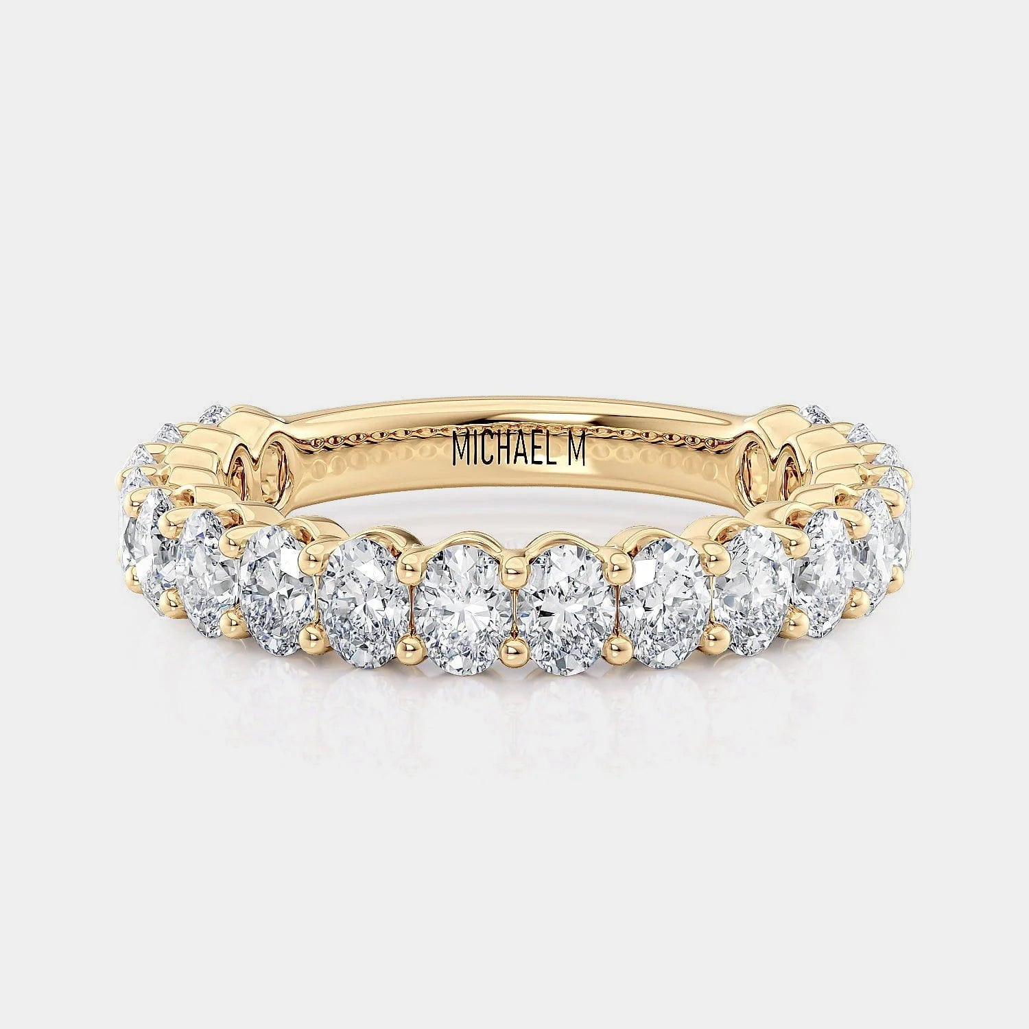 Oval Diamond Wedding Ring 18K Yellow Gold - R795SB
