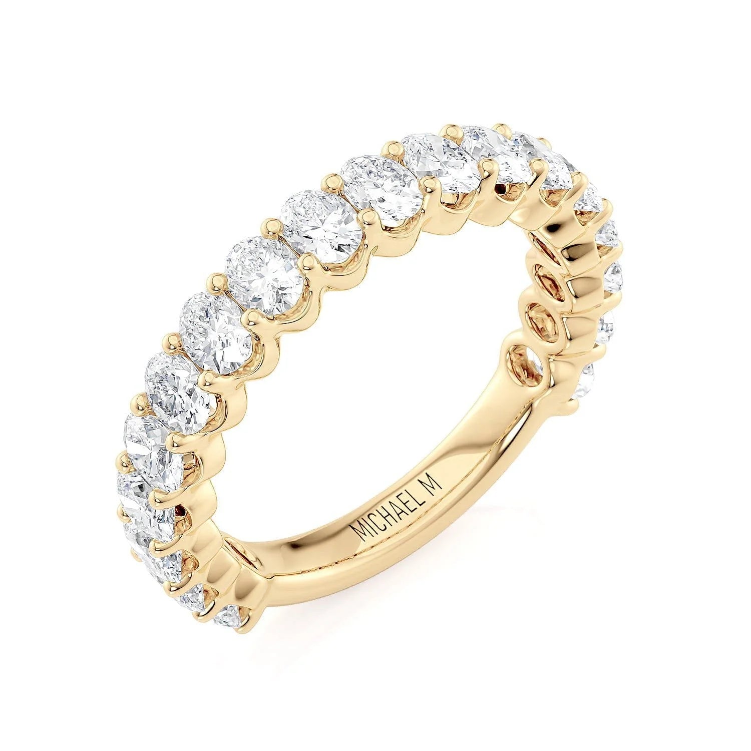 Oval Diamond Wedding Ring 18K Yellow Gold - R795SB