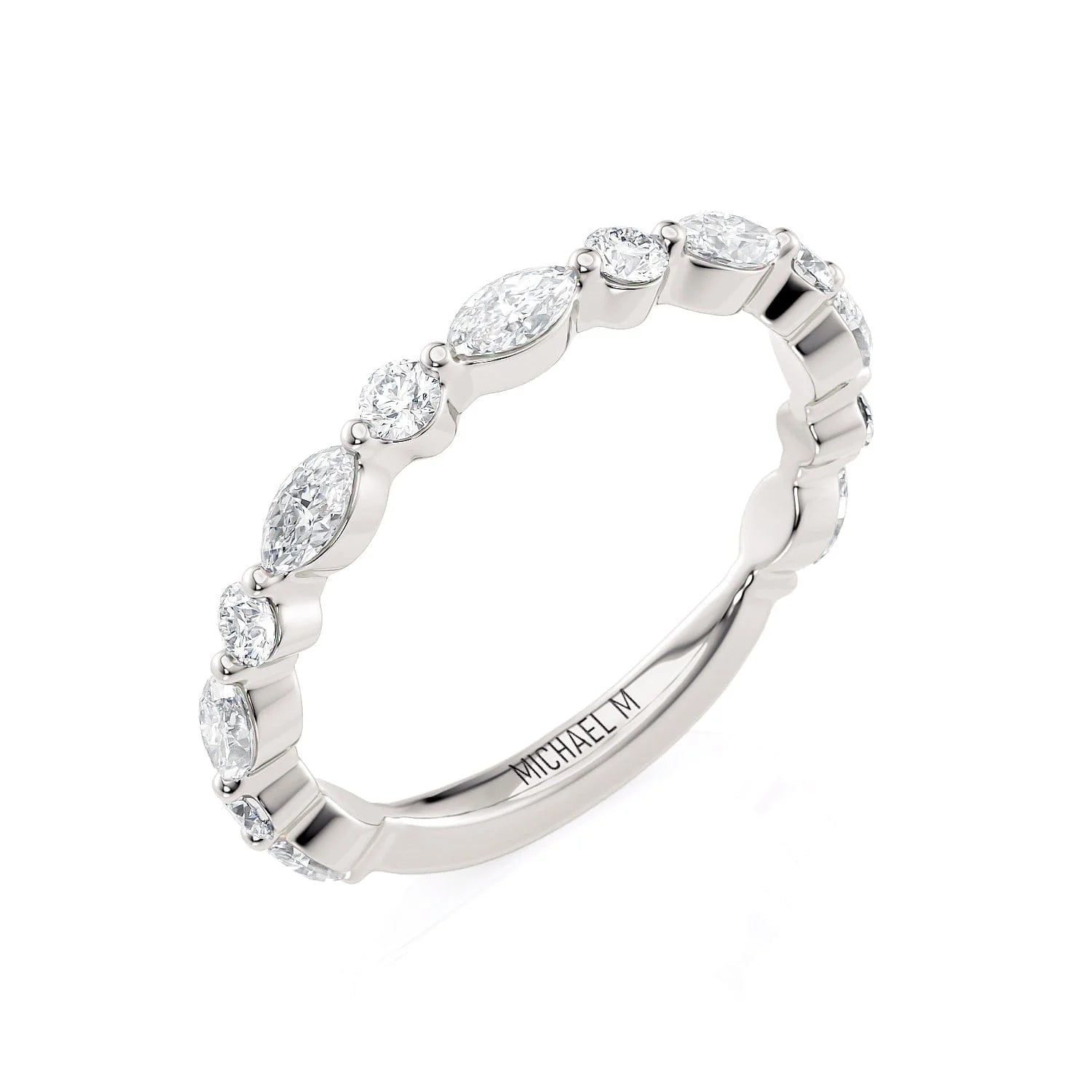 Marquise Round Diamond Wedding Ring Platinum - R802B