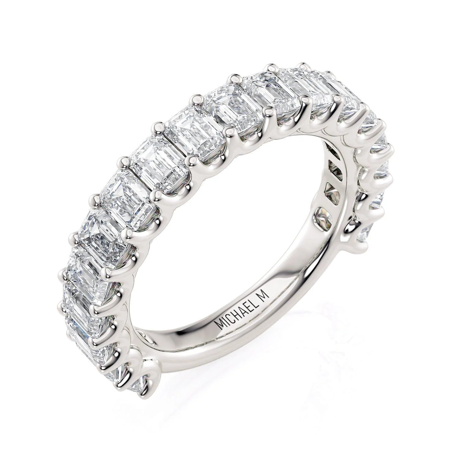 Emerald Diamond Wedding Ring Platinum - R810B