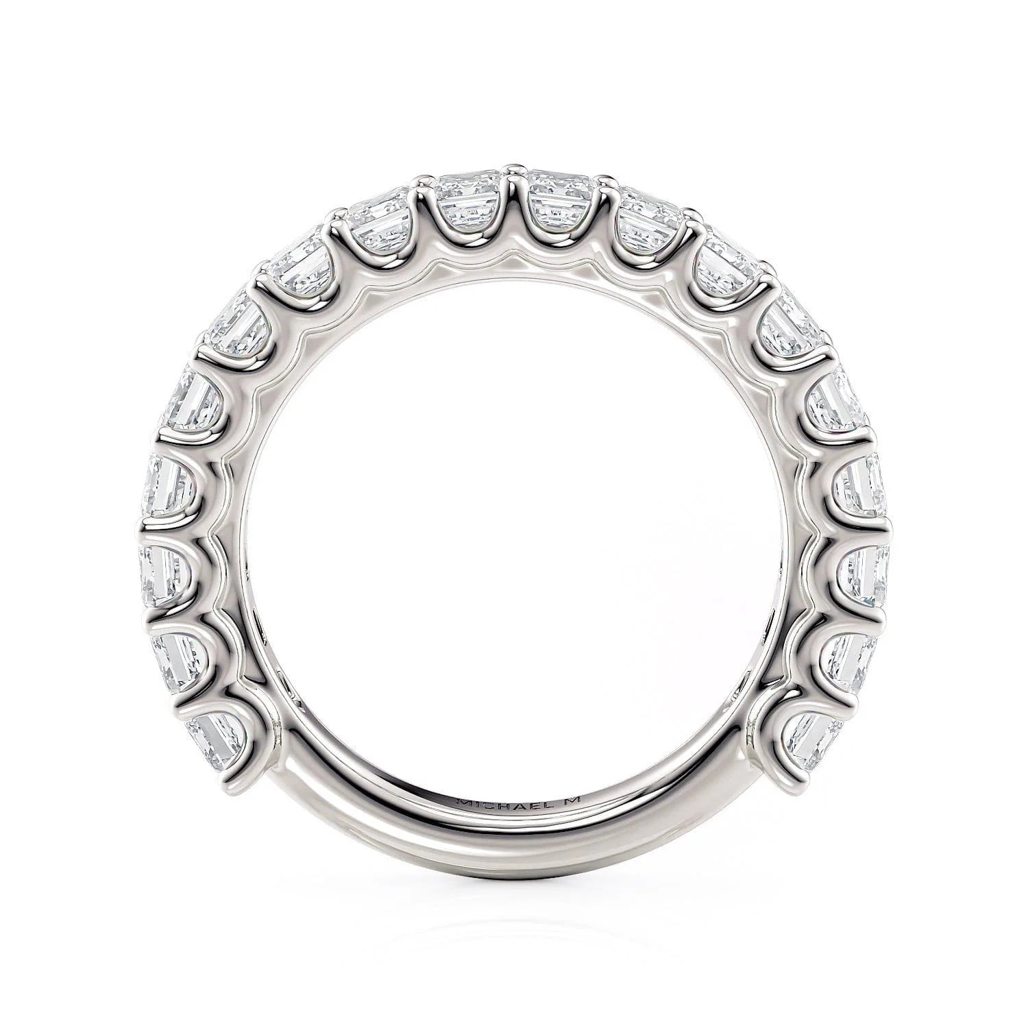 Emerald Diamond Wedding Ring 18k White Gold - R810B