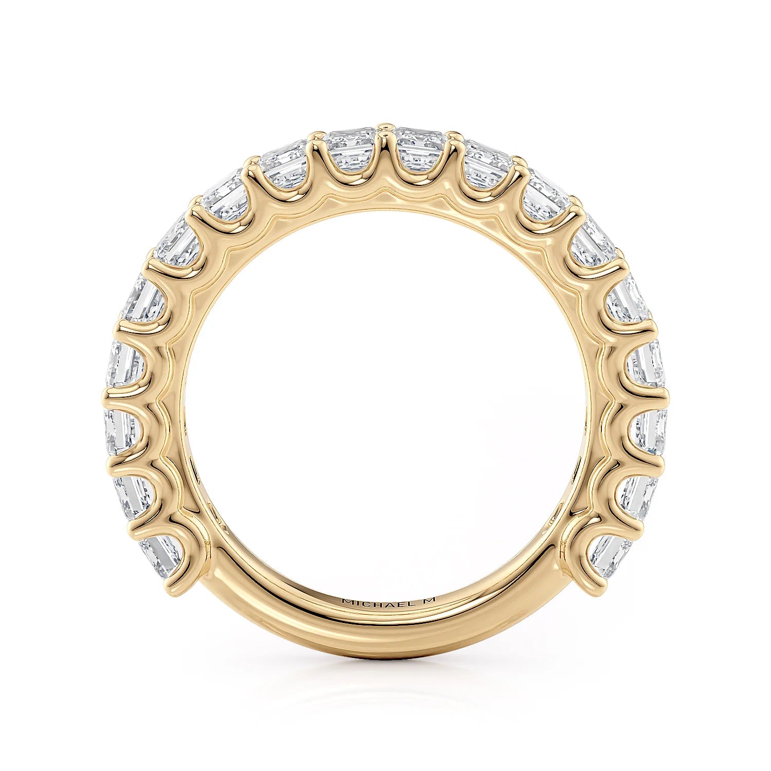 Emerald Diamond Wedding Ring 18k Yellow Gold - R810B