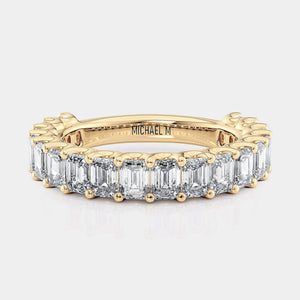 Emerald Diamond Wedding Ring 18k Yellow Gold - R810B