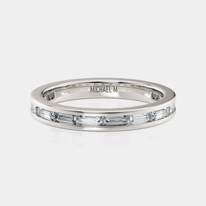 Channel Baguette Wedding Ring 18k White Gold - R820B