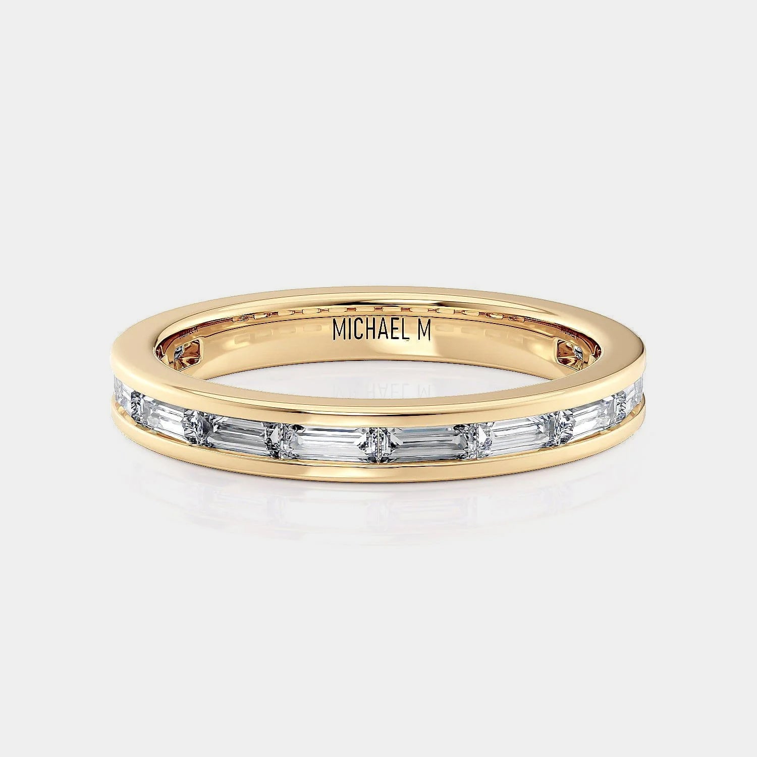 Channel Baguette Wedding Ring 18k Yellow Gold - R820B