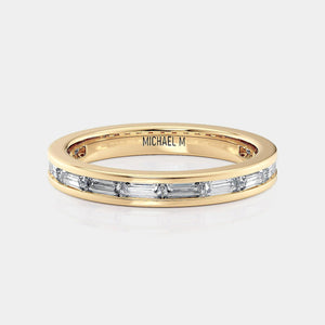 Channel Baguette Wedding Ring 18k Yellow Gold - R820B