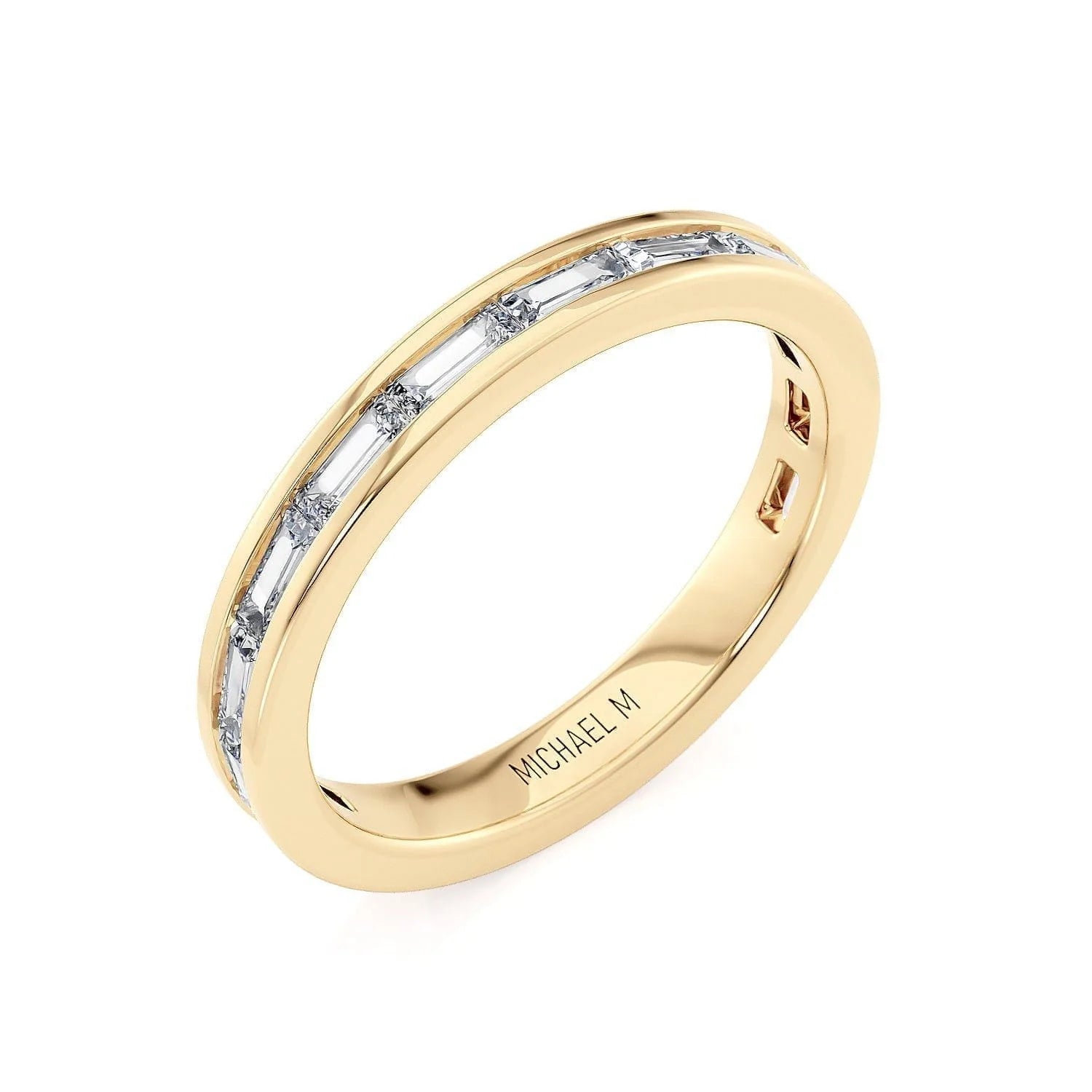 Channel Baguette Wedding Ring 18k Yellow Gold - R820B