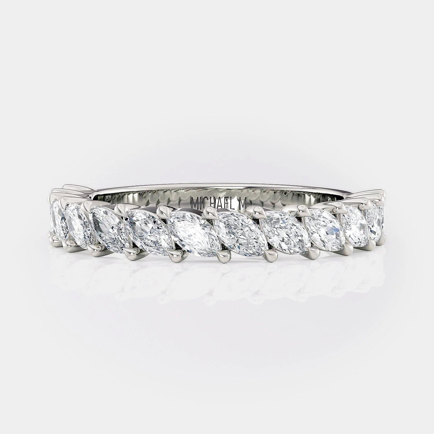 Marquise Diamond Wedding Ring 18k White Gold - R827B