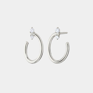 Small Oval Galaxy Wrap Hoop Earrings with White Sapphires